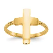 14K Yellow Gold Polished Textured Cross Ring Size 7 2.05 gram Gift for Mother