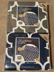 NEW! 2 Utopia Microfiber 3 Piece TWIN Bed Sheet Sets Blue /Gray NIP!