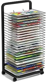 Mobile Classroom Drying Rack A3,Art Drying Rack 35 Shelves,Metal Art Work Storage Display Rack,Space Saving Rack for Classroom School Art Club and Art Studio