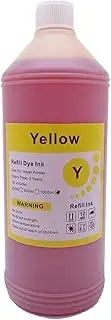 1000ML Universal BK/C/M/Y Refill Dye Based Ink Inkjet Printer Parts - Compatible with Epson, Compatible with Canon, Compatible with HP(Y (Yellow) 1000ML)