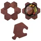 6Pcs Heat-resistant Puzzle Cup Mat Wooden Jigsaw Tea Coffee Coaster Kitchen Bar
