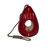 Ceramic HOME & NEST Egg-Shaped Red Birdhouse NWT
