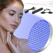 Tanning Lamp Solarium for Home, 250 LEDs, 460 NM, Portable Tanning Light for Face and Body, Round Face Tanner, Sun Lamp, Daylight with Foldable Stand and Hanging Hooks (Silver)