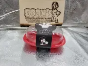 Disney Mickey Mouse Butter Dish 4.5x7x3.5in. Plastic Clear Red New