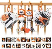 TUMAMA Plush Animal Rattle Toys Stroller Toy with Bell Sound,Soft Books (4 Pack)