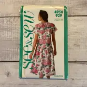 See & Sew 4956 Sewing Pattern Dress Drop Waist Back Bow Detail Size 18-22 UNCUT