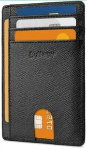 Buffway Men’s Slim Wallet, Minimalist Thin Front Pocket Leather Credit Card