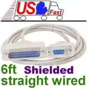 6ft DB9pin Female~DB25 Male Straight Through RS232 Com Port Serial/Modem Cable
