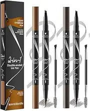 Microblading Eyebrow Pen - 2-In-1 Double Sided Waterproof Long-Lasting Liquid Eyebrow Pen with 4-Micro-Fork-Tip, Brow Pencil with Hair Like Strokes, Stay on All Day (Brown)