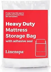 Linenspa Mattress Bag for Moving - Mattress Storage Bag with Double Adhesive Closure, Heavier-Duty, Queen/Full
