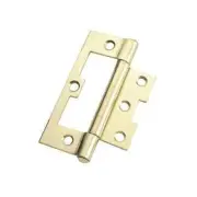 Zenith 100 x 65 x 2mm Brass Plated Fixed Pin Easy Fit Hinge - 2 Pack .Fixed pin.
