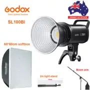 Godox SL100Bi LED Video Light Bowen Mount with 60*60cm Softbox + Boom Arm Stand