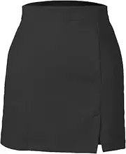 [Generic] Women's Basic Split Hem High Waist Suede Mini Pencil Bodycon Skirt