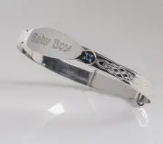 BANGLE Bracelet BABY BOY with BLUE STONE Sterling Silver 925 - Gift Box NEW