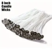 50 Pre Tabbed Candle Wick 8 Inch Cotton Core MADE IN USA Candle Making Supplies