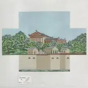Needle Crossings Hand painted Needlepoint Canvas Phila PA Art Museum brick