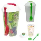 Set of 2 Salad Cup Containers for Serving Shaker with Dressing Storage Include