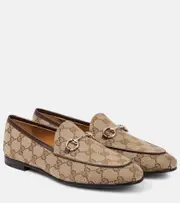 [Gucci] Gucci Jordaan Horsebit GG canvas loafers AU 7.5 neutrals