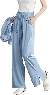 [Generic] Women Wide Leg Pants High Waist Open Split Stright Casual Pants