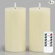 Flameless Flickering 4" x8" Real Wax Ivory Remote Candles with x8",