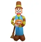 7.5' Inflatable LED Halloween Scarecrow w/ Pumpkin and Broom Yard Decoration