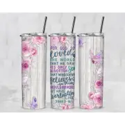 God So Loved the World John 3:16 Bible Verse 20 Oz Metal Tumbler w/Lid and Straw