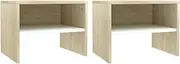 Bedside Table Sonoma Oak White Set, Night Stand for Bedroom, End Side Table for Room Storage, 2-Piece Nightstands Set Furniture