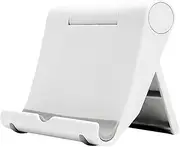 EZONEDEAL Foldable Cell Phone Stand, Portable Phone Holder, Adjustable Phone Dock Cradle Compatible with iPhone & Android, Office Desk, Travel Accessories, Cell Phone Holder for Desk Top (White)