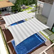 Gray Stripe 2-15' Rectangle Sun Shade Sail UV Canopy Cover Patio Pool Outdoor