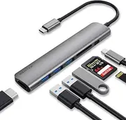 [WALNEW] USB C Hub, 7-in-1 USBC Docking Station with 4K HDMI,100W PD,SD/TF Card Reader,USB 3.0, Type C Multiport Dongle Adapter for MacBook,Mac,iPad,Surface Laptop,Chromebook,Dell XPS,Samsung Galaxy Tab