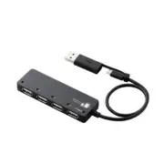 ELECOM USB2.0 microUSB black hub 4-port bus power microUSB cable + adapter F/S