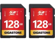 Gigastone 128GB X2 SD Card Memory Card for Cameras Full HD Video SDXC U1 Class10