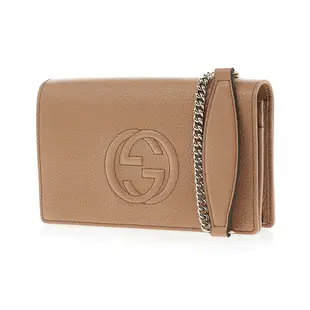 【GUCCI 古馳】598211 經典SOHO系列鍊帶WOC手拿/斜背包(膚色)