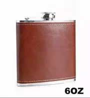 6 oz Stainless Steel Flask Gift For Men Brown Flask