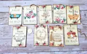 9~Vintage~Ephemera~French Bath~Junk Journal~Linen Cardstock~Gift~Hang~Tags