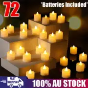 X72 LED WHITE TEA LIGHT TEALIGHT CANDLES FLAMELESS WEDDING BATTERY INCLUDED