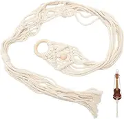 JOINPAYA Guitar Guitar Holder 110cm Handwoven Wood Guitar Wall Mount Ceiling Hanging Holder for Ukulele Wall Instrument Hanger