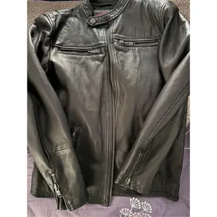 Superdry Men's Real Hero Leather Biker Jacket, Black