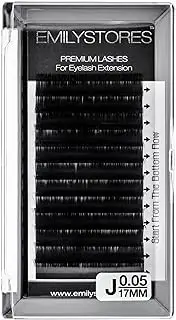 EMILYSTORES 0.05mm Thickness J Curl 17mm Length Lashes Slik Mink Eyelashes For Eyelash Extensions Single Size One Tray