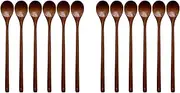 Tuperoymse Wood Spoons for Cooking Set, 13 Inch Long Handle Wooden Mixing Spoons for Stirring Baking Serving, 12 Pcs
