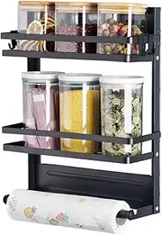 Refrigerator Magnetic Spice Rack,Foldable Magnetic Shelf Seasoning Rack,Durable Fridge Organizer,Rustproof Side Fridge Storage Rack for Kitchen