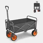 8 Inch Wheel Black Folding Beach Wagon Cart Trolley Garden Outdoor Picnic Campin