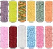 Embroidery Threads Embroidery Threads 12 Colors Leather Sewing Thread Set Waxed Thread Hand Stitching Thread for DIY Handicraft Tool Polyester Thread.(0.8mm15M)