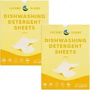 Lucent Globe Dishwasher Dishwashing Detergent Sheets, 160 Washes, Dishwashing Tablets Alternative. Plant-Based, Eco-Friendly, Fully Biodegradable, Plastic Free Packaging (Pack of 160, Lemon)