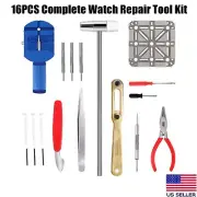 16pcs WATCH Repair Back Opener Kit Tools Band Pin Strap Link Remover Remover New