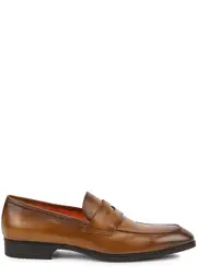 Santoni Blooming Leather Penny Loafers - Light Brown - 6 6
