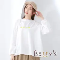 在飛比找momo購物網優惠-【betty’s 貝蒂思】圓領落肩特色繡圖上衣(白色)