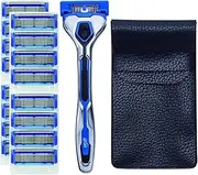 Kai Corporation axia Value Pack Slim for Men Razor Shaving, Main Unit + Replacement Blades 17 Pieces + Storage Pouch Included