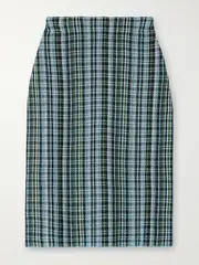 [Bottega Veneta] Bottega Veneta - Checked Linen-blend Midi Skirt - Black - XS XS Black