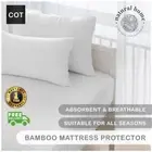 Natural Home Bamboo Breathable Quilted Mattress Sheet Protector White Cot